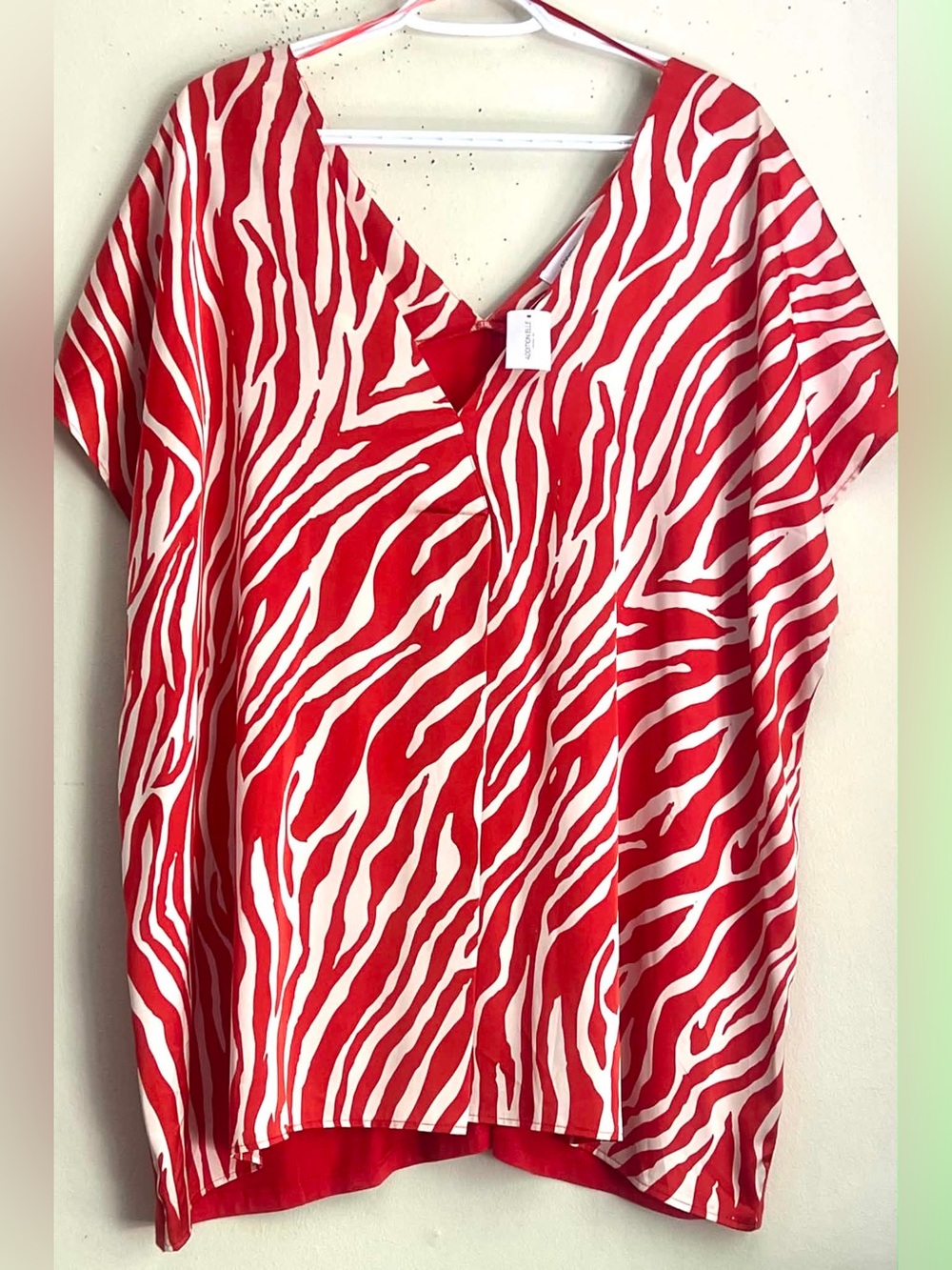 Addition Elle Zebra-Print V-Neck Dolman Blouse